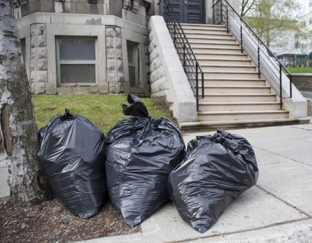 Different types of construction waste materials segregated for recycling